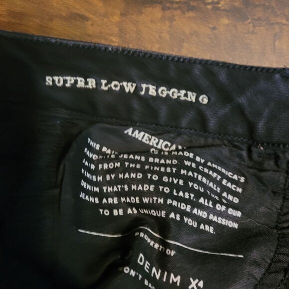 American Eagle Jeans 6 R Jegging Super Low Super StretchX4 Fringe Hem Black Wash - Picture 5 of 12